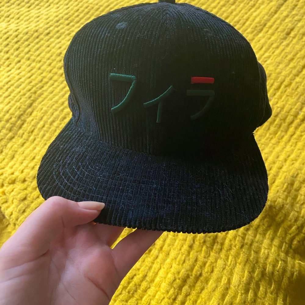 FILA Black Cap with Adjustable Strap